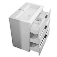AICA SANITAIRE - Meuble de salle de bain à poser au sol brilliant 80 cm, 3 tiroirs, MDF blanc, avec vasque + pieds - vignette