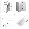 AICA SANITAIRE - Meuble de salle de bain à poser au sol brilliant 80 cm, 3 tiroirs, MDF blanc, avec vasque + pieds - vignette
