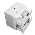 AICA SANITAIRE - Meuble de salle de bain suspendu 60 cm, 2 tiroirs, avec vasque,MDF blanc brillant - vignette