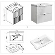AICA SANITAIRE - Meuble de salle de bain suspendu 60 cm, 2 tiroirs, avec vasque,MDF blanc brillant - vignette