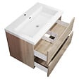 AICA SANITAIRE - Meuble de salle de bain suspendu 80 cm, 2 tiroirs, avec vasque blanche,MDF chêne - vignette