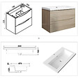 AICA SANITAIRE - Meuble de salle de bain suspendu 80 cm, 2 tiroirs, avec vasque blanche,MDF chêne - vignette