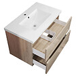 AICA SANITAIRE - Meuble de salle de bain suspendu 80 cm, 2 tiroirs, avec vasque,MDF chêne - vignette