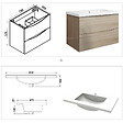 AICA SANITAIRE - Meuble de salle de bain suspendu 80 cm, 2 tiroirs, avec vasque,MDF chêne - vignette