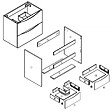 AICA SANITAIRE - Meuble de salle de bain suspendu 80 cm, 2 tiroirs, avec vasque,MDF chêne - vignette