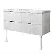 AICA SANITAIRE - Meuble de salle de bain à poser au sol brilliant 120 cm, 4 tiroirs, MDF blanc, avec vasque + pieds - vignette