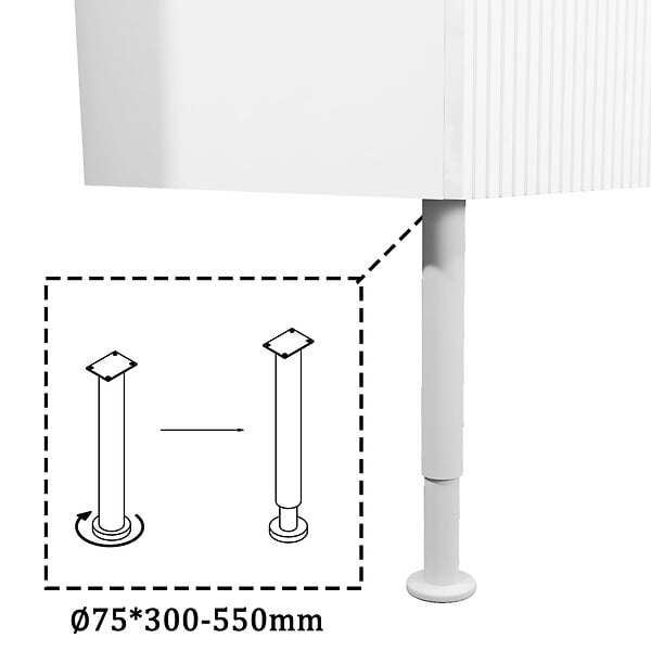AICA SANITAIRE - Meuble de salle de bain à poser au sol brilliant 120 cm, 4 tiroirs, MDF blanc, avec vasque + pieds - large