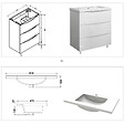 AICA SANITAIRE - Meuble de salle de bain 80 cm, 3 tiroirs, MDF blanc, avec vasque + pieds - vignette