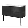AICA SANITAIRE - Meuble de salle de bain 120 cm, 4 tiroirs, MDF brilliant anthracite, avec vasque + pieds - vignette