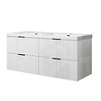 AICA SANITAIRE - Meuble de salle de bain suspendu 120 cm, 4 tiroirs, avec vasque blanche,MDF blanc brillant - vignette
