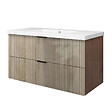 AICA SANITAIRE - Meuble de salle de bain suspendu 100 cm, 2 tiroirs, avec vasque,MDF chêne brillant - vignette