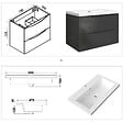 AICA SANITAIRE - Meuble de salle de bain suspendu 80 cm, 2 tiroirs, avec vasque blanche,MDF anthracite - vignette