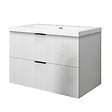 AICA SANITAIRE - Meuble de salle de bain suspendu 80 cm, 2 tiroirs, avec vasque blanche,MDF blanc brillant - vignette