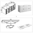 AICA SANITAIRE - Meuble de salle de bain suspendu 120 cm, 4 tiroirs, avec vasque,MDF blanc - vignette