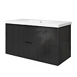 AICA SANITAIRE - Meuble de salle de bain brilliant 100 cm, 3 tiroirs, MDF anthracite, avec vasque + pieds - vignette
