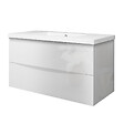 AICA SANITAIRE - Meuble de salle de bain suspendu 100 cm, 2 tiroirs, avec vasque,MDF blanc - vignette