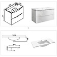 AICA SANITAIRE - Meuble de salle de bain suspendu 100 cm, 2 tiroirs, avec vasque,MDF blanc - vignette