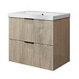 AICA SANITAIRE - Meuble de salle de bain suspendu 60 cm, 2 tiroirs, avec vasque,MDF chêne brillant - vignette