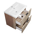 AICA SANITAIRE - Meuble de salle de bain suspendu 60 cm, 2 tiroirs, avec vasque,MDF chêne brillant - vignette