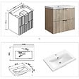 AICA SANITAIRE - Meuble de salle de bain suspendu 60 cm, 2 tiroirs, avec vasque,MDF chêne brillant - vignette