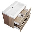 AICA SANITAIRE - Meuble de salle de bain suspendu 80 cm, 2 tiroirs, avec vasque blanche,MDF chêne brillant - vignette