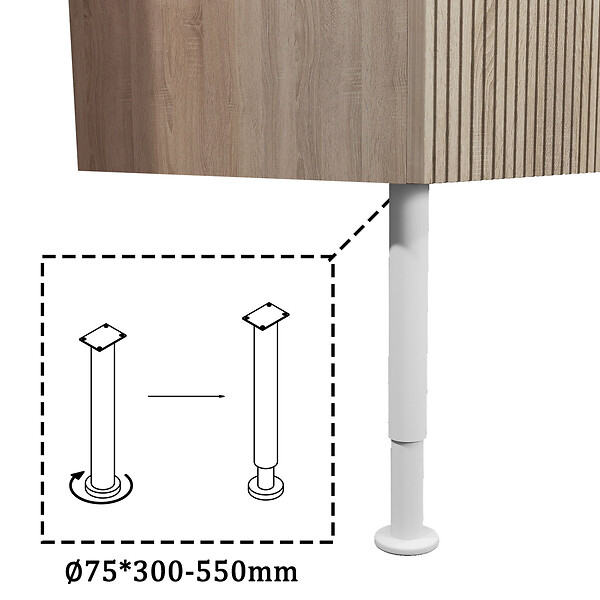 AICA SANITAIRE - Meuble de salle de bain à poser au sol brilliant 120 cm, 4 tiroirs, MDF chêne, avec vasque + pieds - large
