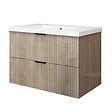 AICA SANITAIRE - Meuble de salle de bain suspendu 80 cm, 2 tiroirs, avec vasque,MDF chêne brillant - vignette