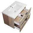 AICA SANITAIRE - Meuble de salle de bain suspendu 80 cm, 2 tiroirs, avec vasque,MDF chêne brillant - vignette