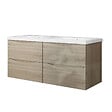 AICA SANITAIRE - Meuble de salle de bain suspendu 120 cm, 4 tiroirs, avec vasque,MDF chêne brillant - vignette