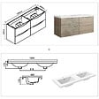 AICA SANITAIRE - Meuble de salle de bain suspendu 120 cm, 4 tiroirs, avec vasque,MDF chêne brillant - vignette