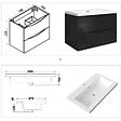 AICA SANITAIRE - Meuble de salle de bain suspendu 80 cm, 2 tiroirs, avec vasque blanche,MDF noir - vignette