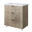 AICA SANITAIRE - Meuble de salle de bain brilliant 80 cm, 3 tiroirs, MDF chêne, avec vasque + pieds - vignette