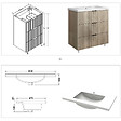 AICA SANITAIRE - Meuble de salle de bain brilliant 80 cm, 3 tiroirs, MDF chêne, avec vasque + pieds - vignette