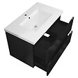 AICA SANITAIRE - Meuble de salle de bain suspendu 80 cm, 2 tiroirs, avec vasque,MDF noir - vignette