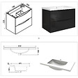 AICA SANITAIRE - Meuble de salle de bain suspendu 80 cm, 2 tiroirs, avec vasque,MDF noir - vignette