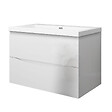 AICA SANITAIRE - Meuble de salle de bain suspendu 80 cm, 2 tiroirs, avec vasque blanche,MDF blanc - vignette