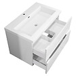 AICA SANITAIRE - Meuble de salle de bain suspendu 80 cm, 2 tiroirs, avec vasque blanche,MDF blanc - vignette
