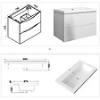 AICA SANITAIRE - Meuble de salle de bain suspendu 80 cm, 2 tiroirs, avec vasque blanche,MDF blanc - vignette