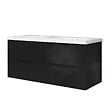 AICA SANITAIRE - Meuble de salle de bain suspendu 120 cm, 4 tiroirs, avec vasque,MDF noir brillant - vignette