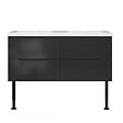 AICA SANITAIRE - Meuble de salle de bain 120 cm, 4 tiroirs, MDF anthracite, avec double vasque + pieds - vignette