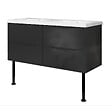 AICA SANITAIRE - Meuble de salle de bain 120 cm, 4 tiroirs, MDF anthracite, avec double vasque + pieds - vignette