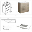 AICA SANITAIRE - Meuble de salle de bain 80 cm, 3 tiroirs, MDF chêne, avec vasque + pieds - vignette