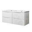 AICA SANITAIRE - Meuble de salle de bain suspendu 120 cm, 4 tiroirs, avec vasque blanche,MDF blanc - vignette
