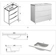 AICA SANITAIRE - Meuble de salle de bain 100 cm, 3 tiroirs, MDF blanc, avec vasque + pieds - vignette