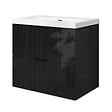AICA SANITAIRE - Meuble de salle de bain suspendu 60 cm, 2 tiroirs, avec vasque blanche,MDF noir brillant - vignette