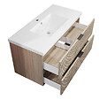 AICA SANITAIRE - Meuble de salle de bain brilliant 100 cm, 3 tiroirs, MDF chêne, avec vasque + pieds - vignette