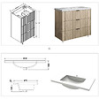 AICA SANITAIRE - Meuble de salle de bain brilliant 100 cm, 3 tiroirs, MDF chêne, avec vasque + pieds - vignette