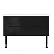 AICA SANITAIRE - Meuble de salle de bain 120 cm, 4 tiroirs, MDF noir, avec double vasque + pieds - vignette