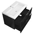 AICA SANITAIRE - Meuble de salle de bain suspendu 80 cm, 2 tiroirs, avec vasque blanche,MDF noir brillant - vignette
