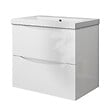 AICA SANITAIRE - Meuble de salle de bain suspendu 60 cm, 2 tiroirs, avec vasque,MDF blanc - vignette